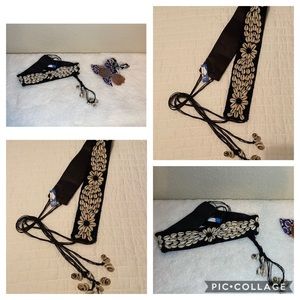 Bohemian vintage hand beaded shell boho belt sash